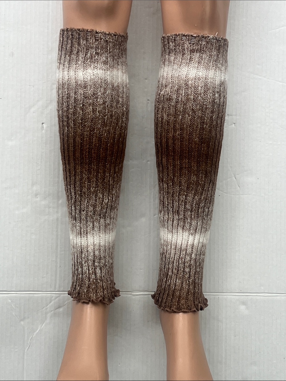 Ombre Brown & Cream Ribbed Leg Warmers